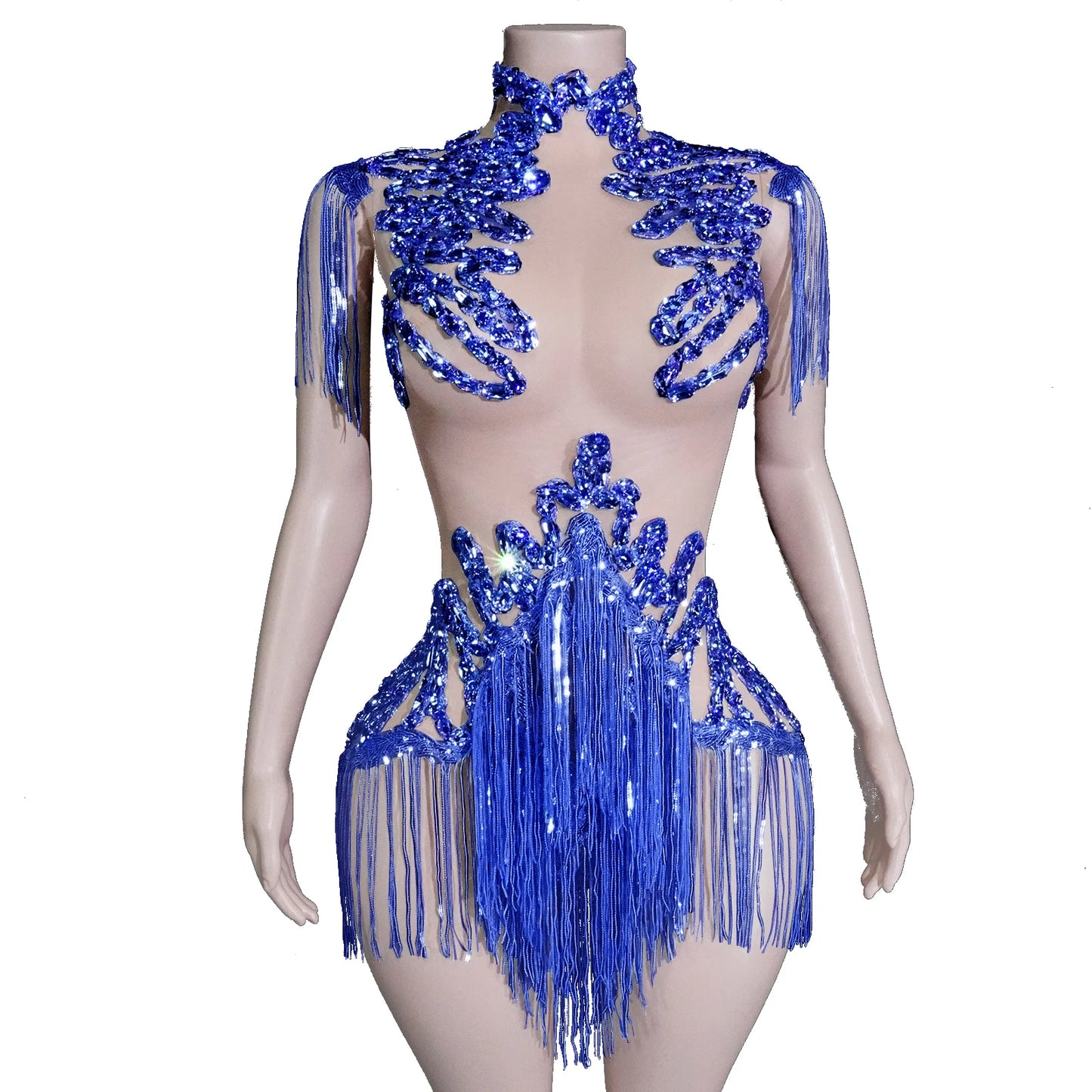 Sexy Mesh Sheer Black Rhinestone rhinestone Bodysuit Singer Dancer Show Stage Outfit Celebrate Party Night Club Performance Waer