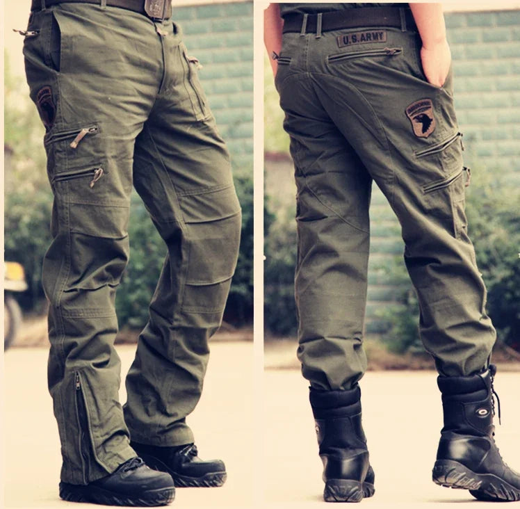 Men's Cargo Pants Outdoors Style Tactical Pants Male Camo Jogger Plus Size Cotton Many Pocket Men Camouflage Black Trousers