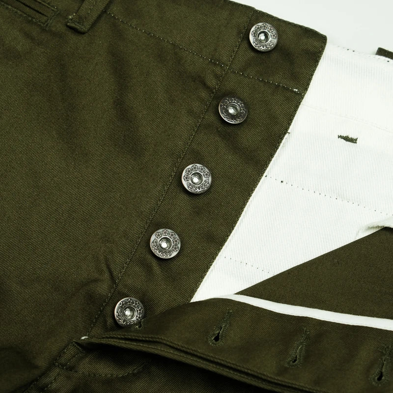 High Waist Wide Leg Khaki Pants American Retro Military Sle Chino Cuffed Double Silk Luster Straight Leg Workwear Trousers