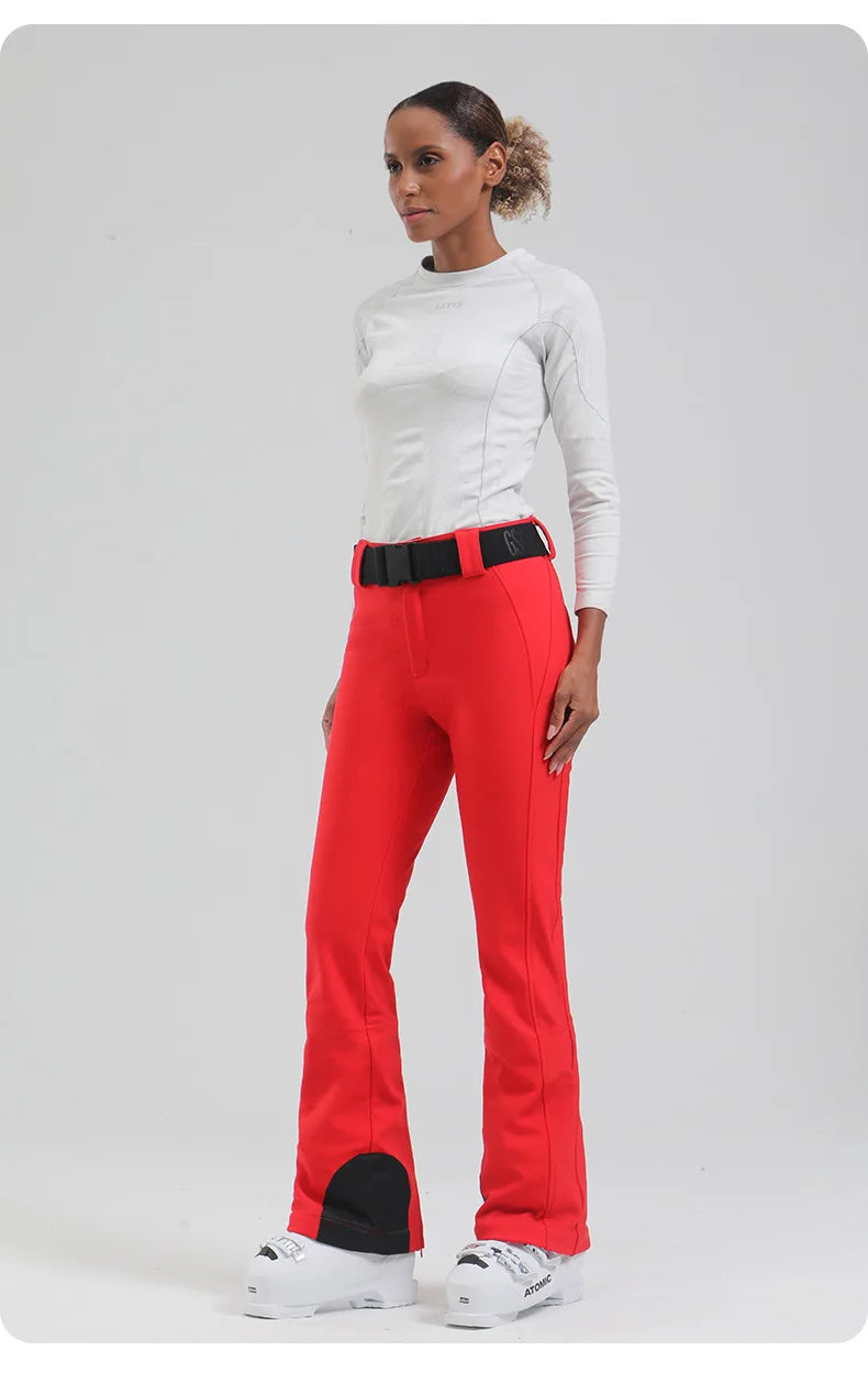 Ski pants New women's double-board 스노우보드복 slimming windproof waterproof thickened warm and elastic sports snow pants