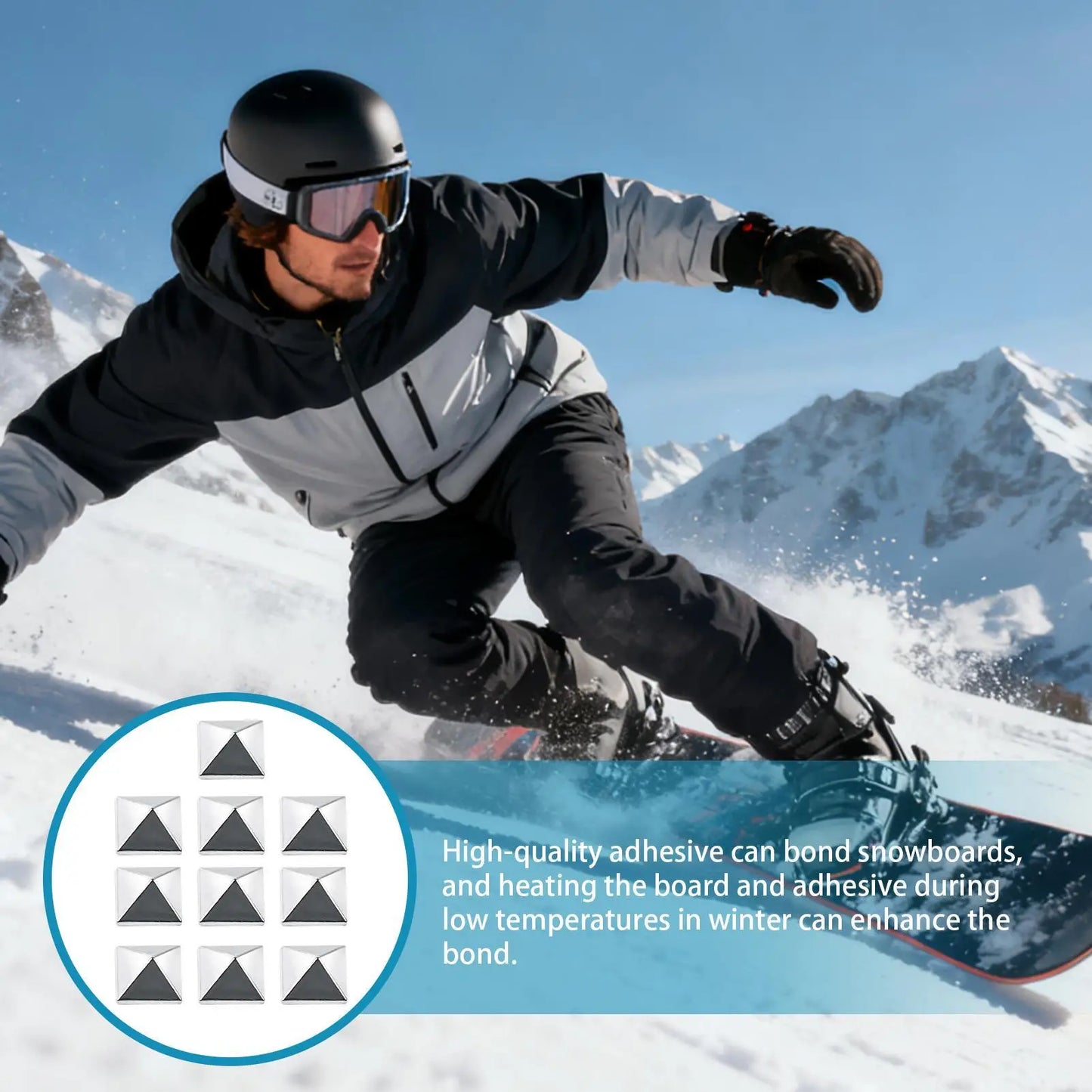 Snowboard Grip Pad 10 Pieces Snow Sport Equipment Pentagram Studs Snowboard Grip Pad for Women Men Adults Teens Beginners