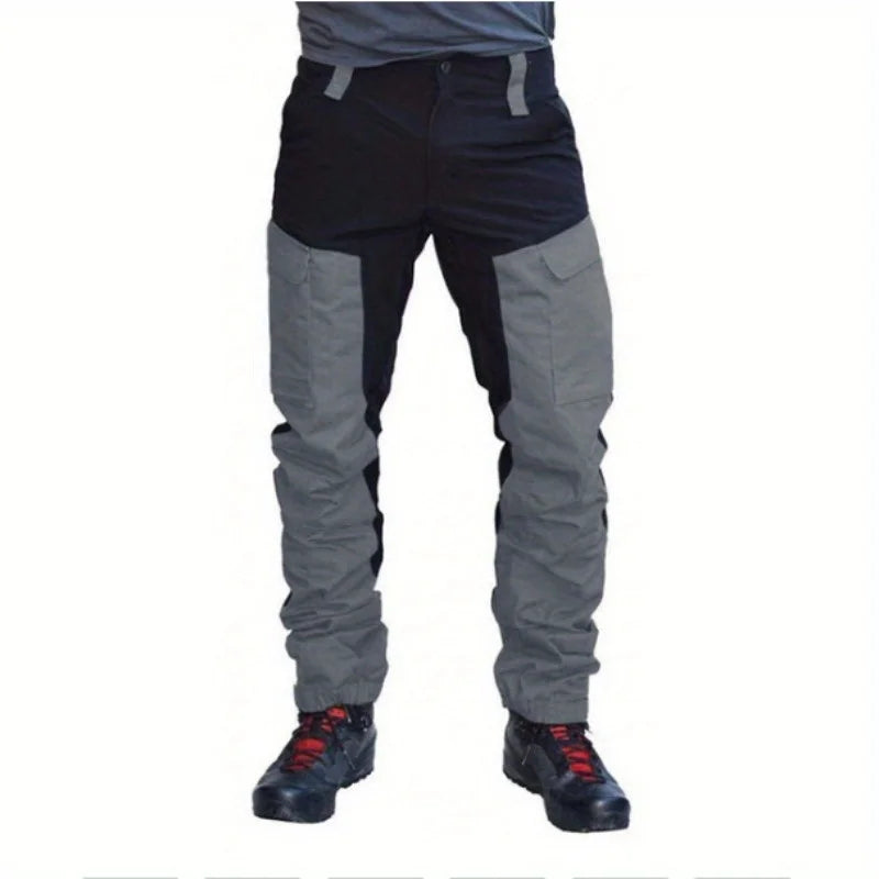 Multi-Pocket Color Blocked Men’s Pants - Slim-Fit Outdoor Motorcycle Casual Work Trousers