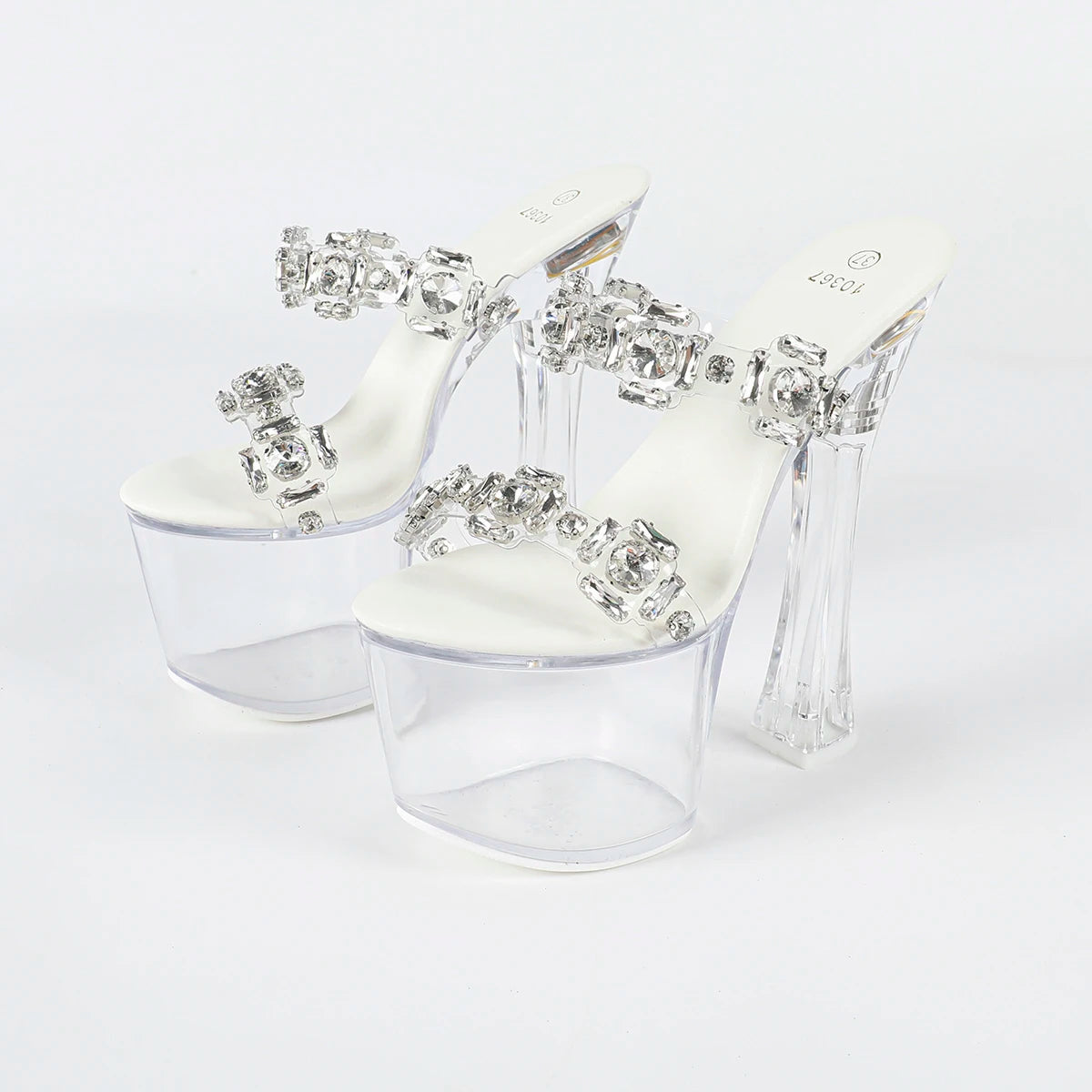 Summer PVC Transparent Slippers Designer 2025 new Women Clear Platform 18CM Super High Heel Slides Sandals Nightclub Dance Shoes