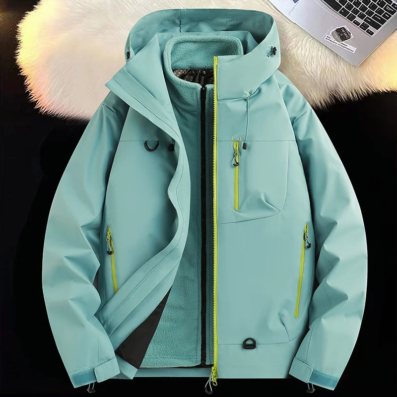 Mountaineering Suit Coat Outdoor Ski Jacket Autumn Winter Three-in-one Windbreaker Men's Women's Couple Three-proof Jacket Men's