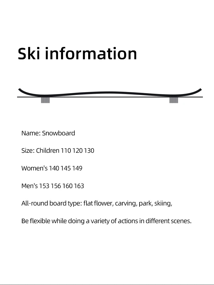 China Manufacture Unique Design Women Snowboard Winter Outdoor Steady Poplar Wood Core Freestyle Skiing Board