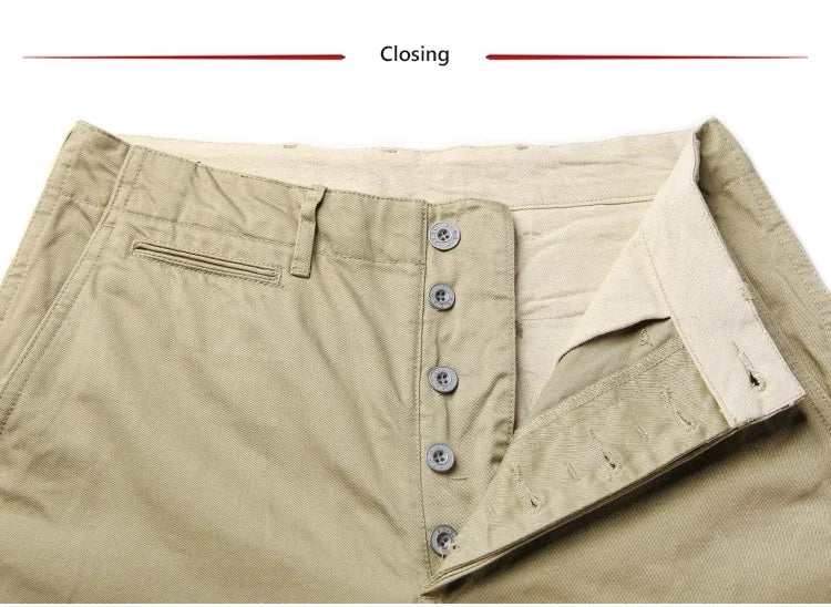 Rugged Bronson Army Chino Trousers 1942 Pattern Khakis Military Style Casual Pants