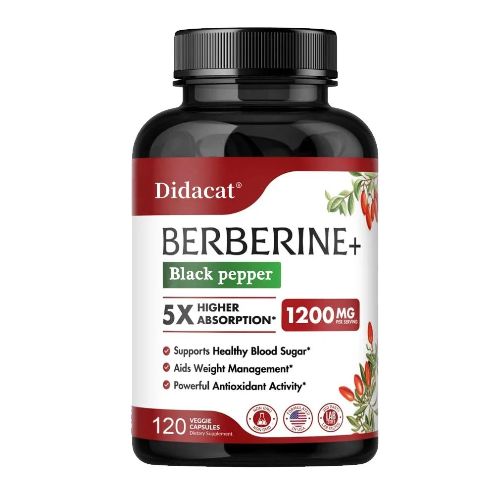 Berberine HCl Supplement - for Metabolism & Cholesterol, Weight Management, GI & Immunity Vegetarian, Gluten-Free