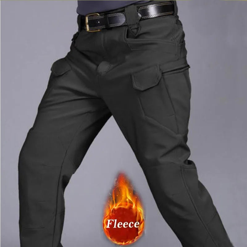 2024 Men Winter Waterproof Climbing SkiingTrekking Fleece Fishing Tactical Sharkskin Cargo Pants Jackets Camping Hiking Trousers