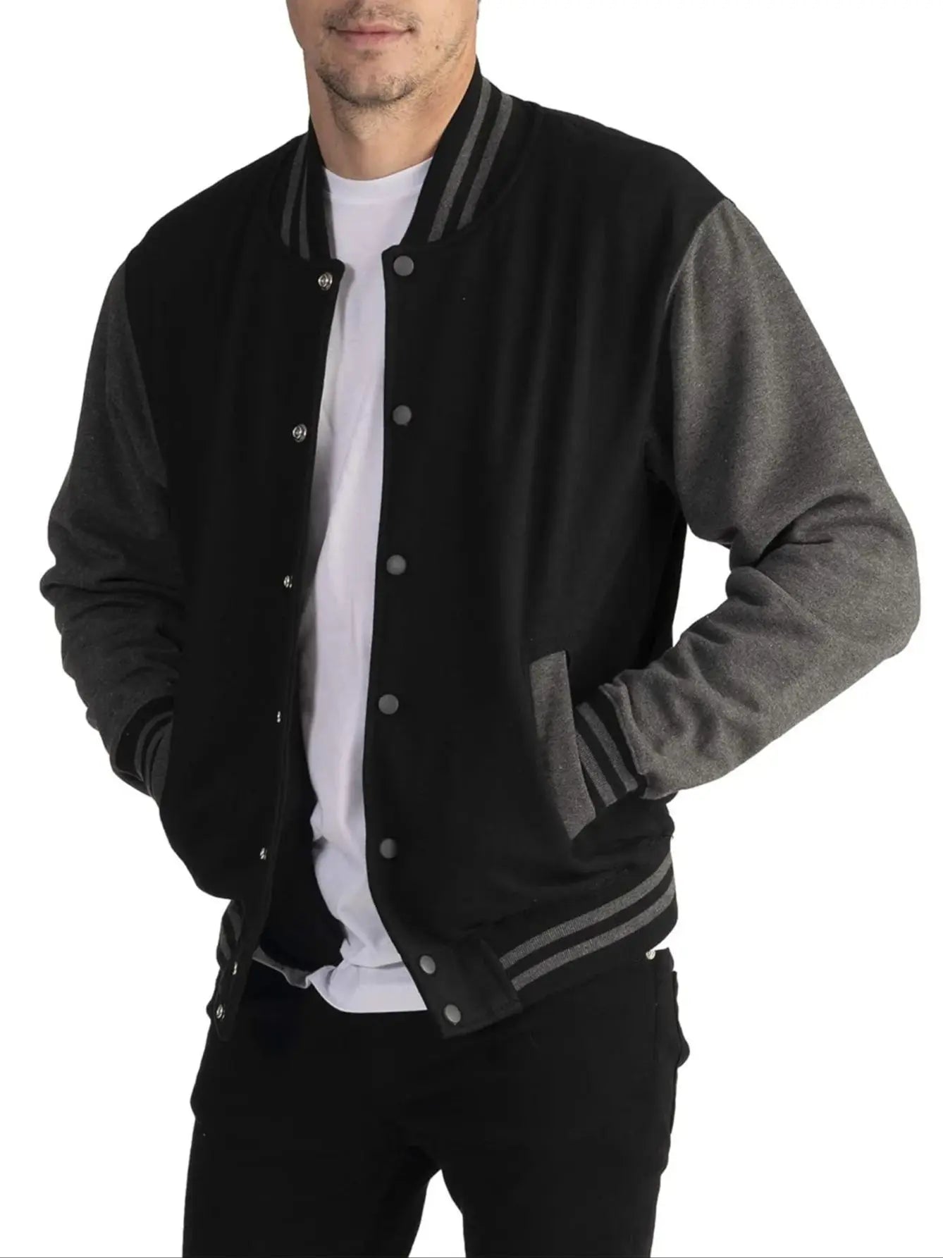 2025 New Arrival Fashion Fleece Casual Baseball Uniform Cotton Spliced Regular Rib Sleeve Brand Clothing Bomber Jacket Men S-XXL