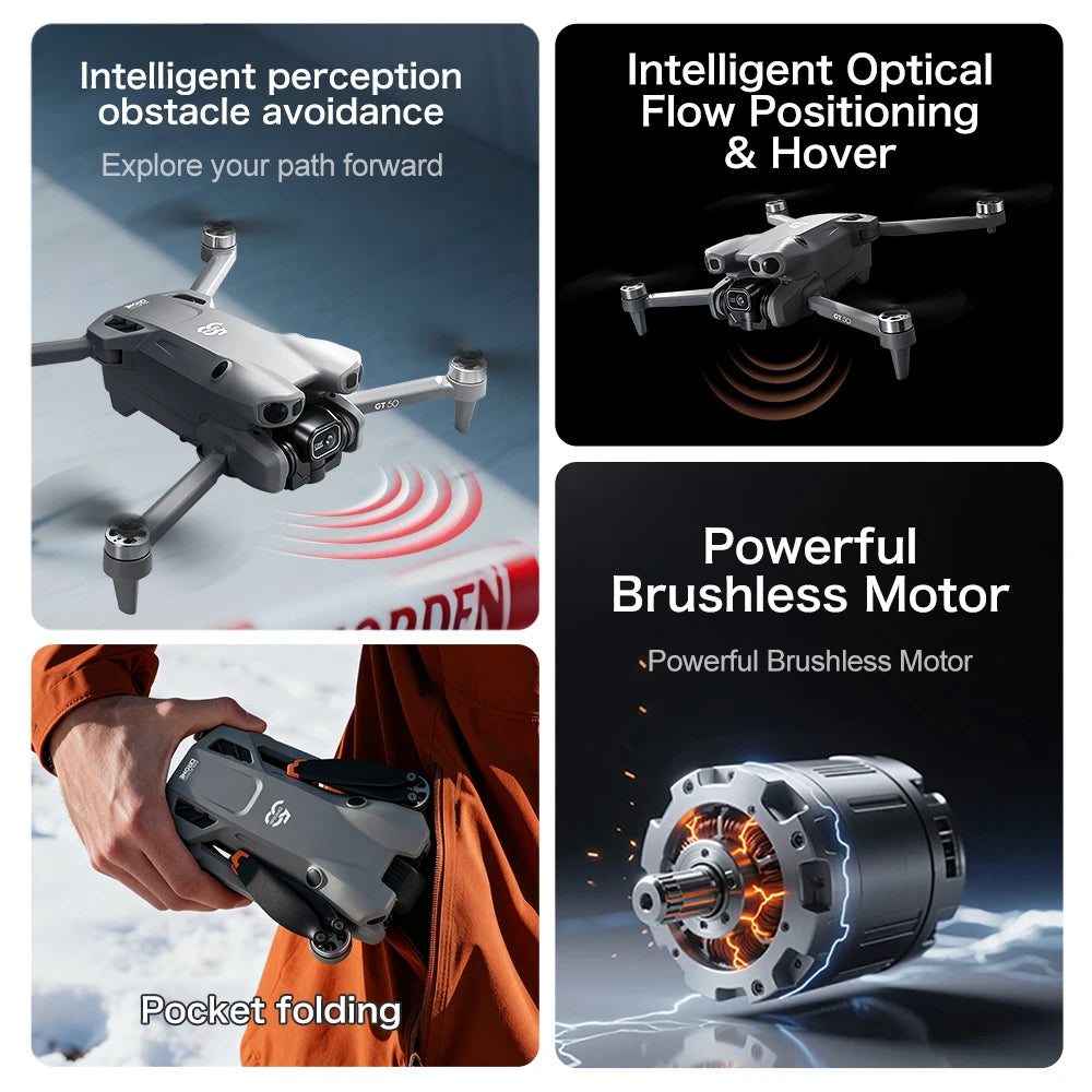 Original GT50 Drone Dual Camera 5G 8K Aerial Aircraft Obstacle Avoidance UAV Fixed GPS Remote Control  Foldable Quadcopter Gifts