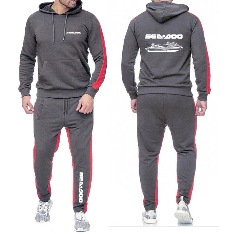 2024 Spring New Men Sea Doo Seadoo Moto Sweatpants 2-piece Set Casual Spliced Pants Baseball Stand Neck High Quality Jacket Coat