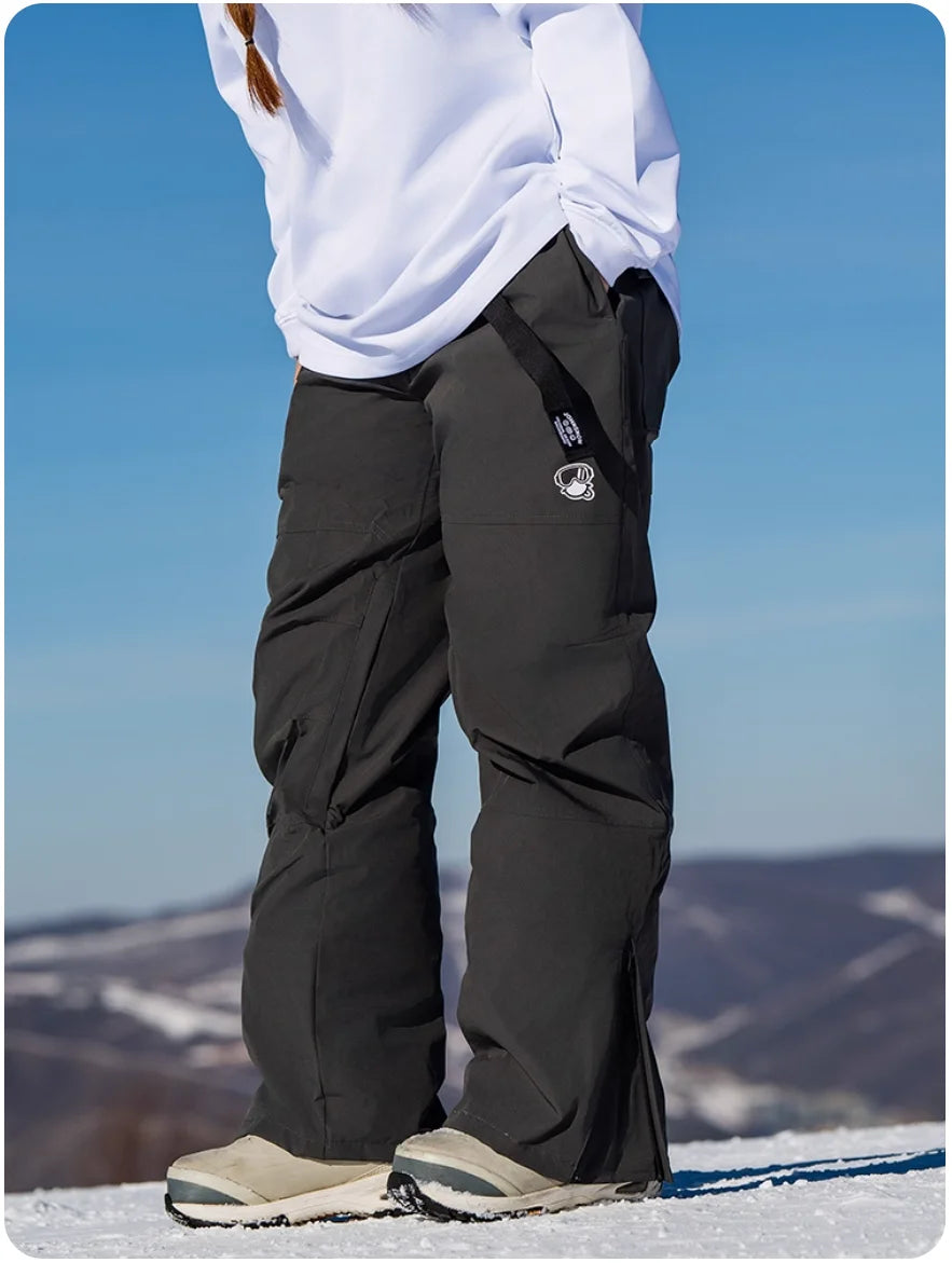 John Snow 2025 Unisex 3L Snow Pants Waterproof Windproof Insulated Cargo Wide-Leg Ski Pants for Men & Women Outdoor Snow Sports