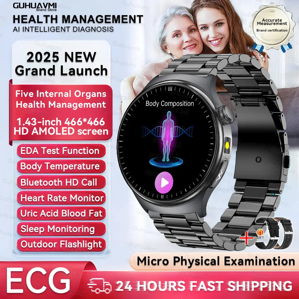 Nursing Grade Health Smartwatches For Men Women Precision Detection Heart Rate Blood Fats Uric Acid Blood Pressure ECG Smart Wat