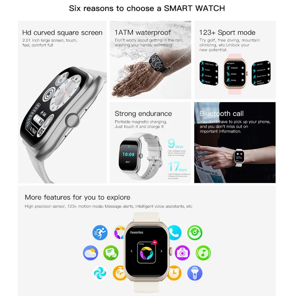 2026 New Bluetooth Call Smart Watch Women Customisable Dials Waterproof Sports Fitness Tracker Fashion Ladies' Smartwatch+Box