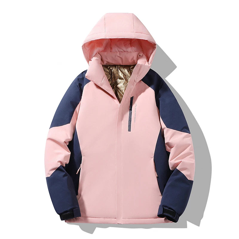 Autumn And Winter Outdoor Graphene Couple Style Lock-Iin And Warm Fashion Casual Simple Contrast Color Hooded Cotton Coat
