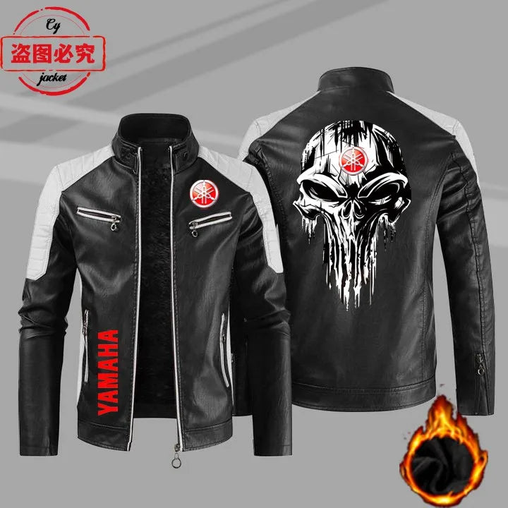 European Size Yamaha Motorcycle Logo Printed Riding Suit PU Leather Jacket Autumn/winter Men's Jacket Racing Suit Workwear