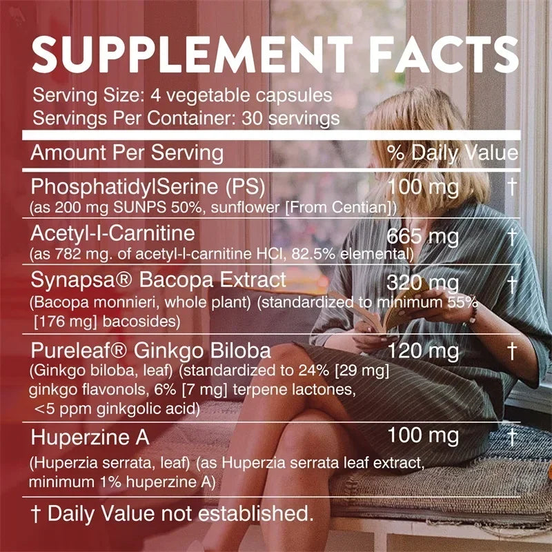 Brain & Memory Power MAX - Enhances Memory, Focus & Clarity Supports Cognitive Function Supplement