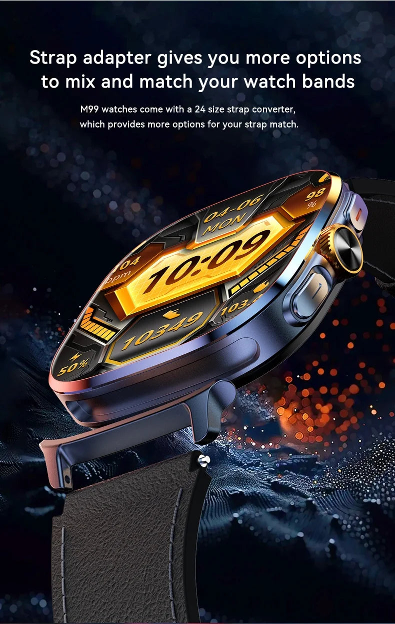 M99 Smart Watch Android 10.0 Smartwatch With Sim Card Rotary Camera GPS WIFI Compass 512GB Storage 2.4inch larger Amoled Screen