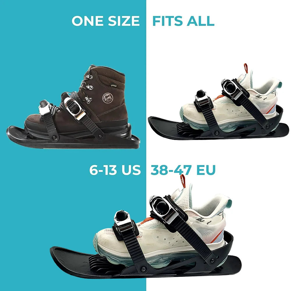 1 Pair Snow Skates for Adults, Mini Short Skiboard Snowblades with Adjustable Bindings, Portable Snow Skiing Boarding Shoes Men