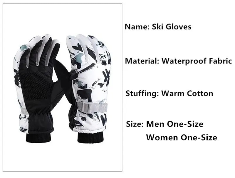 Winter Snow Ski Gloves Unisex Non-slip Touch Screen Waterproof Motorcycle Cycling Skiing Fleece Warm Sports Snowboard Glove