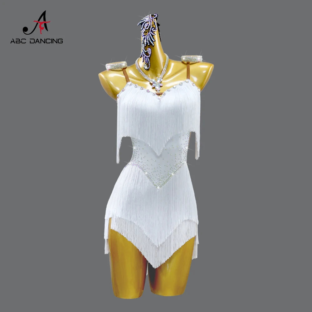 2026 New Latin Performance Dance Dress Women Sexy Outdoor Ballroom Party Fringe Skirt Sport Practice Wear Blue Prom Evening Suit