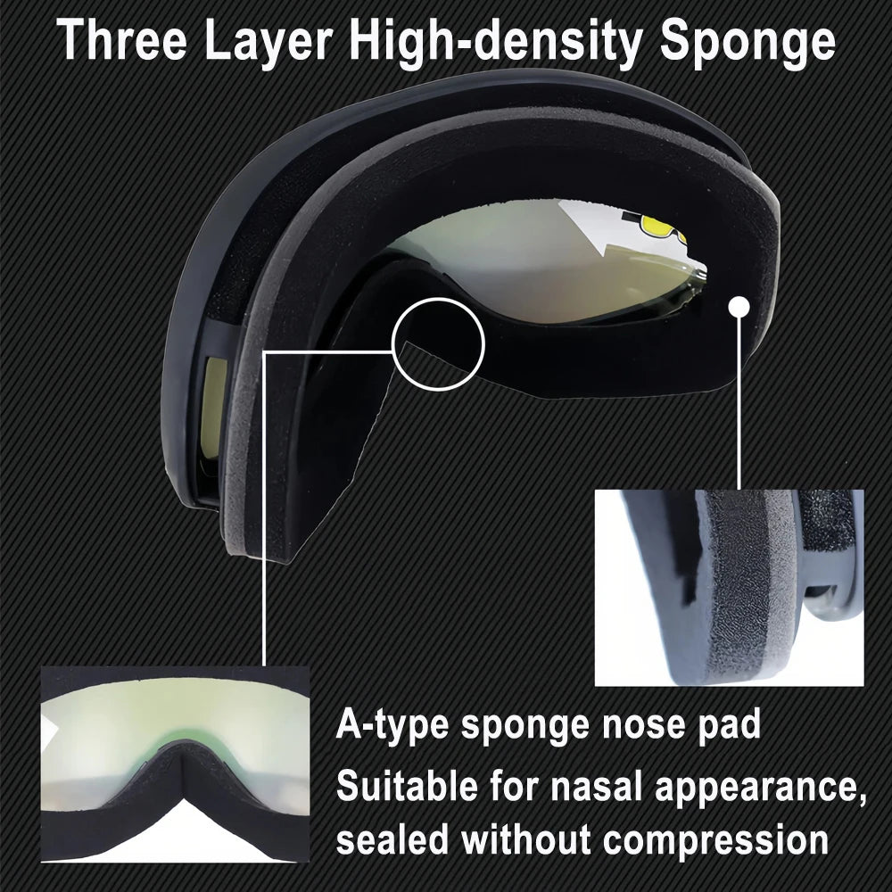 BOLLFO Snowboard Goggles Dual Lens Anti-Fog UV400 Ski Goggles for Men Women TPU OTG Skiing Snowmobile Glasses for Adult Youth