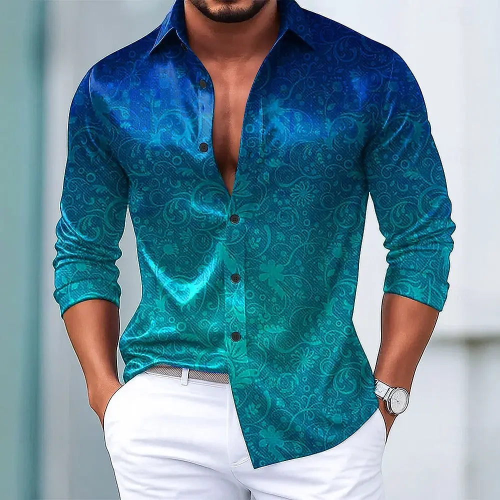 Men's Paisley Floral Print Ethnic Shirt Fashion 3D Printed Shirt Button Up Shirt Casual Long Sleeve Shirt Street Blouse for Mens