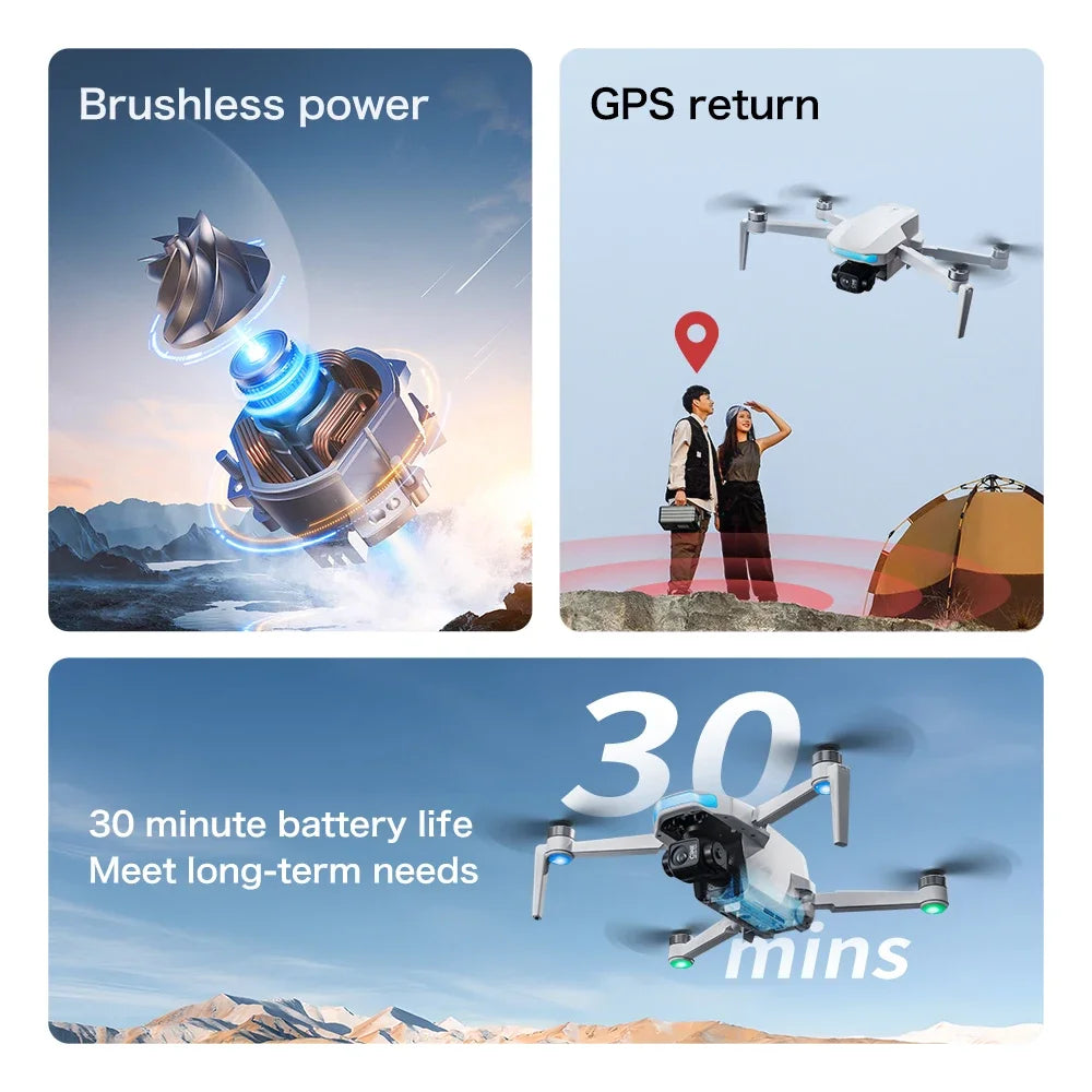 S-X1 MAX GPS Drone 4K Camera 3-Axis Gimbal EIS 5KM Digital Transmission Brushless Motor Quadcopter with 4.5" Screen Remote 231g