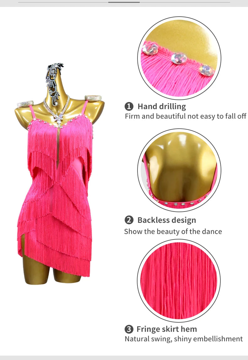 2026 Latin Dance Dresses Woman Clothes Sexy Practice Wear Suit Sport Costume Dancewear Stage Prom Girls Fringed Party Sexy Skirt
