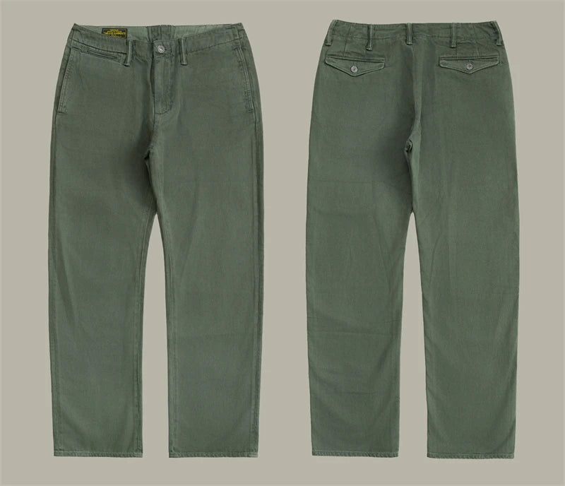 Red Tornado 11.5oz Cotton Twill Chino Garment Dyeing Vintage American Workwear Men's Pants Straight Leg
