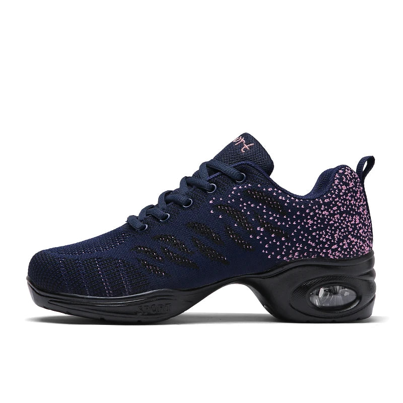 Breathable Dance Sneakers Woman Man Black Red Air Mesh Split-sole Square Dance Salsa Dancing Shoes Girls Ladies Sports Shoes