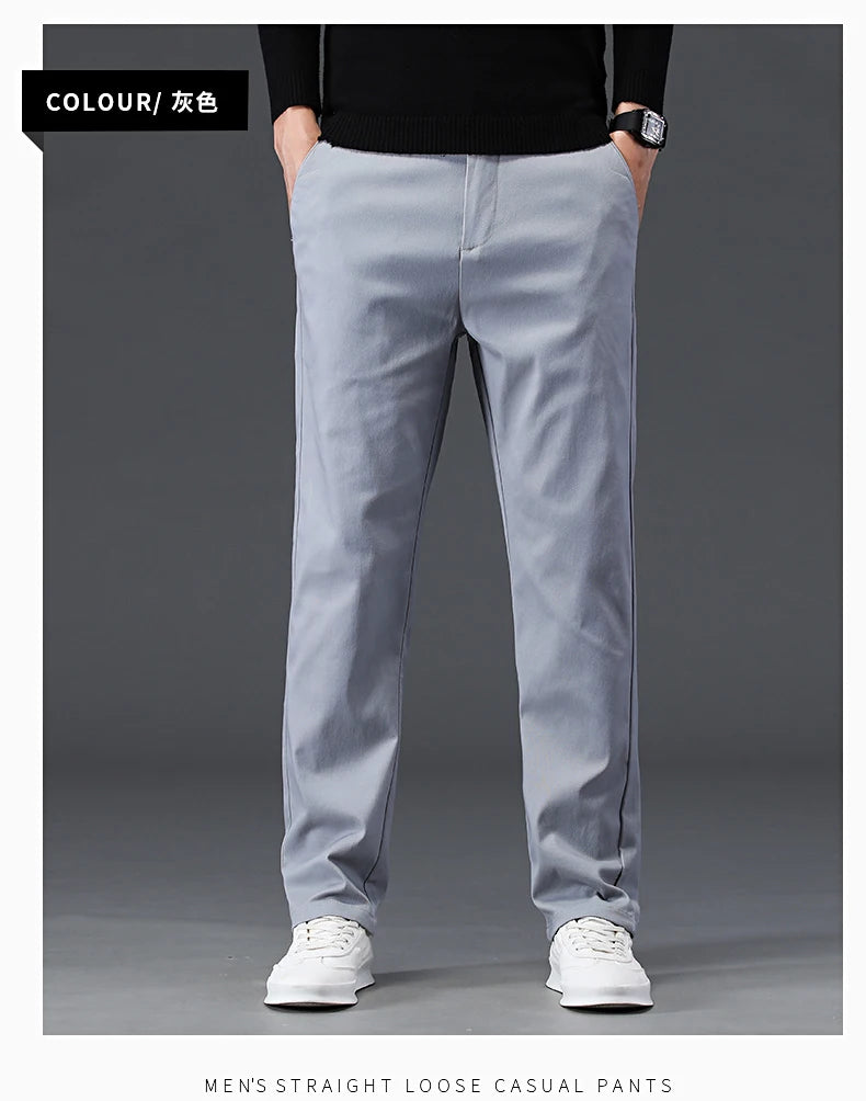 98% Cotton Men's Chinos & Casual Pants, Khaki Pants, Loose Straight , Streetwear Men ,Twill Pants,  Tall Men STRAIGHT Trousers