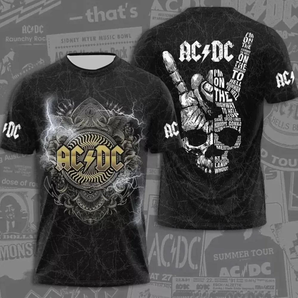 Men's Rock Band T-shirt Summer Trend Street Round Neck Short Sleeved Tops Loose Unisex Clothing