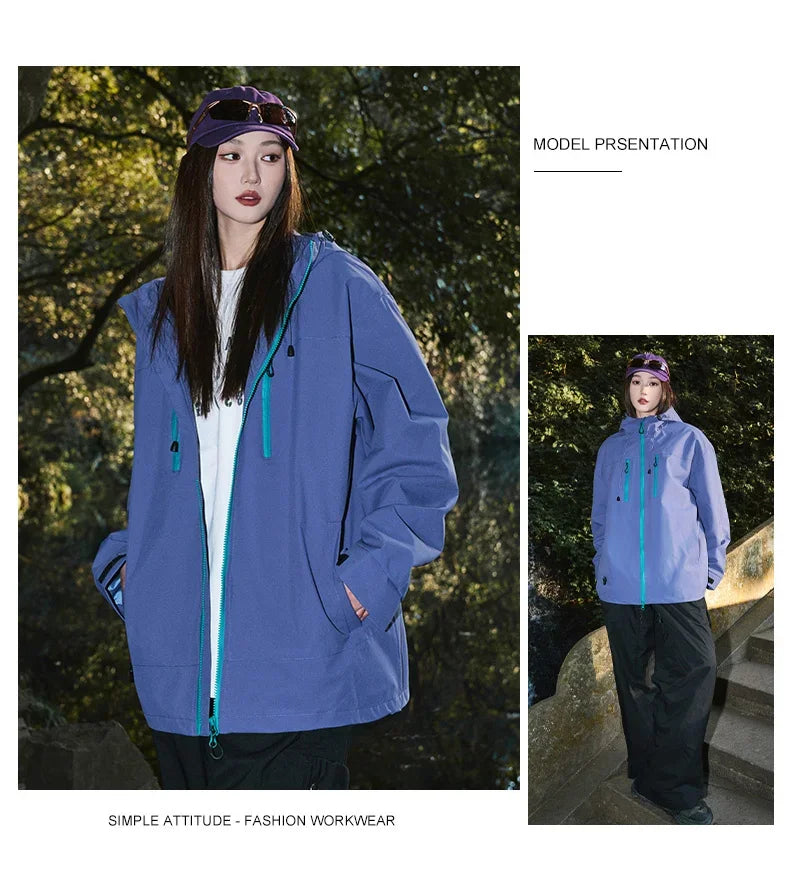 Gorpcore Waterproof Jacket Mens Couple's Ski Oversized Zipper Pocket Windbreaker Autumn High Quality Travel Camping Hooded Coats