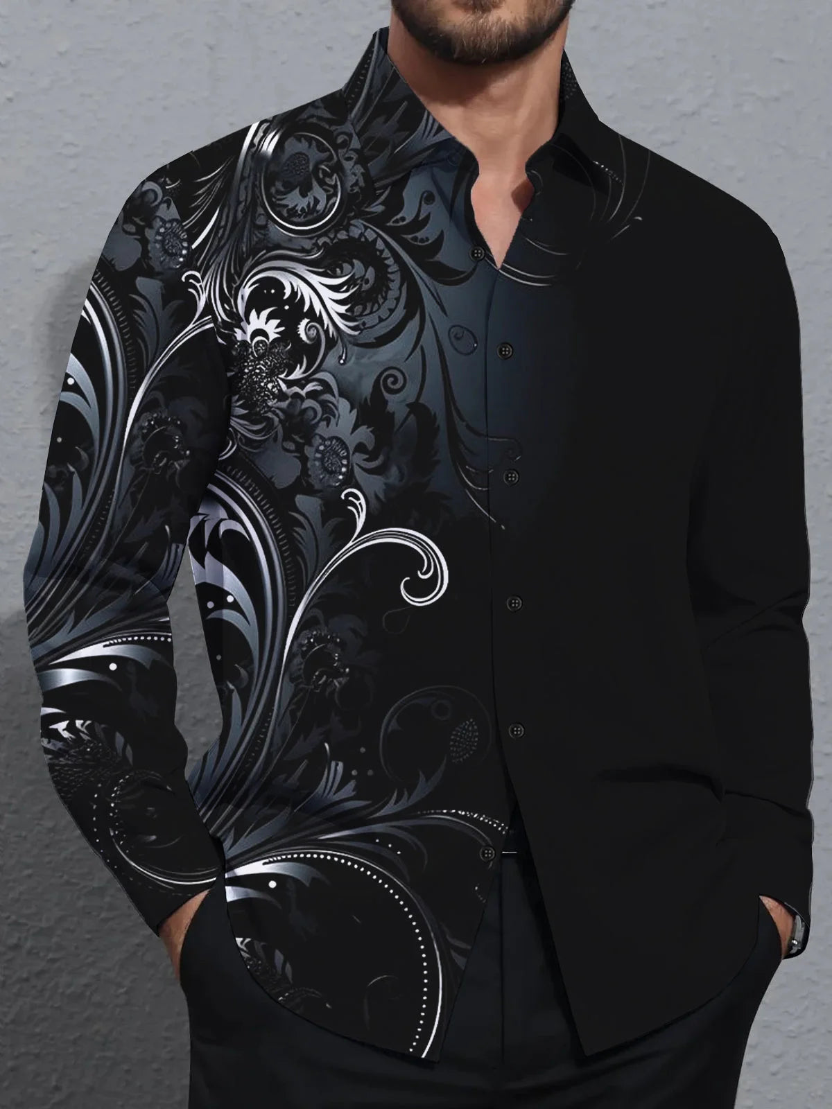 Men's shirts, button down shirts, casual shirts, spring and summer, printed long sleeves Tops fashion comfortable Men Clothing