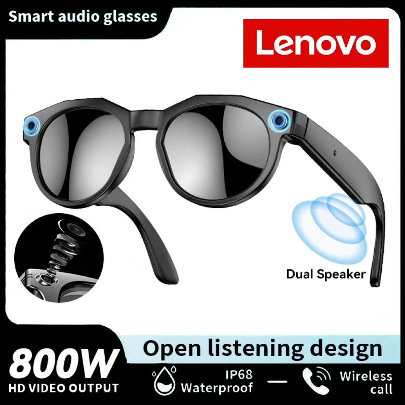 Lenovo 8K HD Smart Glasses Bluetooth music listening Voice Assistant Control 800MP Camera Bluetooth Call Translation Sunglasses