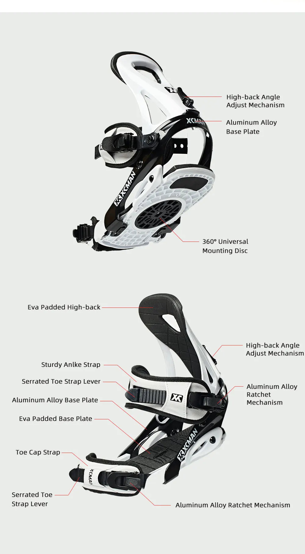 XCMAN All-Mountain Snowboard Bindings Unisex