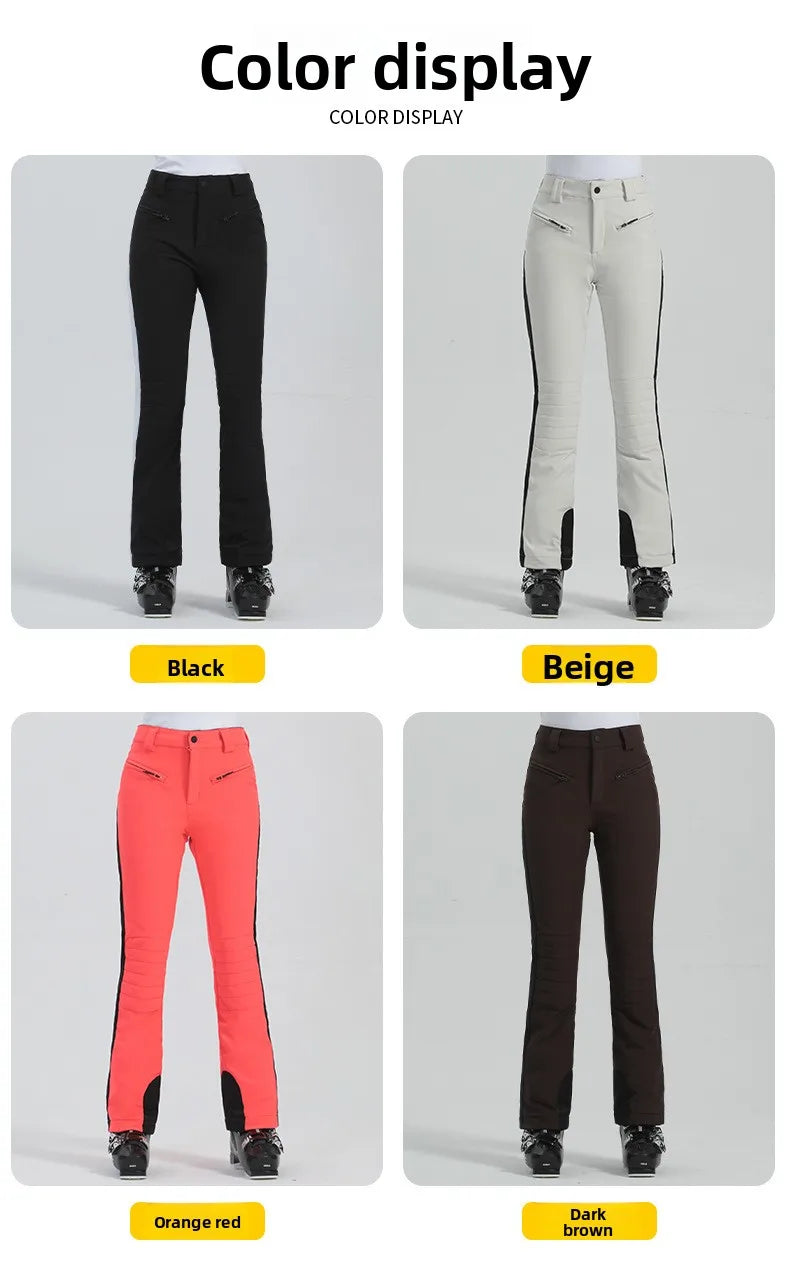 Winter ski pants women double board winter outdoor warm windproof waterproof elastic snow pants women