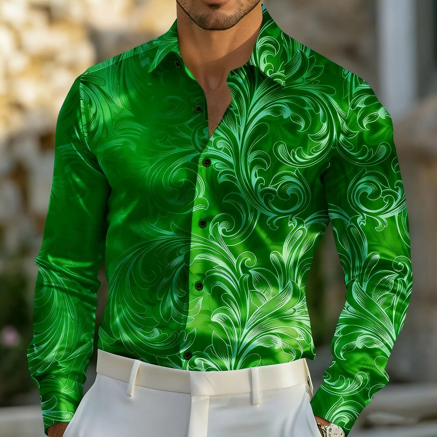 Men's New Floral Print Ombre Shirt Formal Shirt Long Sleeve Retro Holiday Wear Summer Spring Autumn Lapel 3D Printed Button-Down