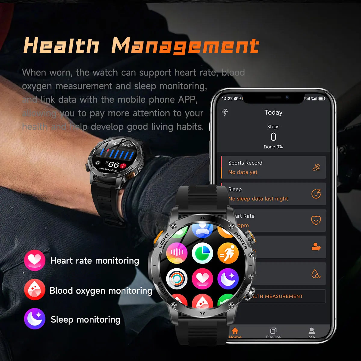 2025 New Military T-Rex 3 Ultra 1000mAh Battery Smart Watch 5ATM Waterproof Flashlight Heart Rate Sports tracker Smartwatch Men