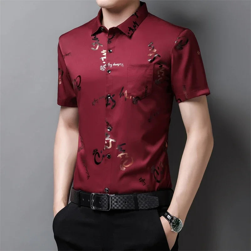 Men's Business Casual Short Sleeve Shirt New No Iron Wrinkle Resistant Top Easy Care Comfortable Fit for Office And Work