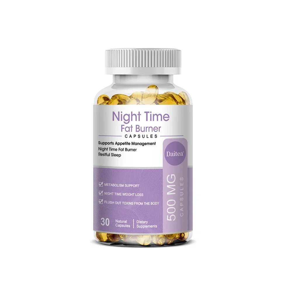 Nighttime Fat Burner, Sleep Supplement and Appetite Suppressant for Men and Women - Metabolism, Detoxification