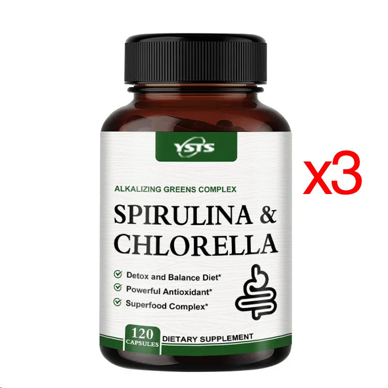 Spirulina Chlorella Supplement - Supports Liver, Kidney And Intestinal Detoxification, Energy, Digestion, Antioxidant
