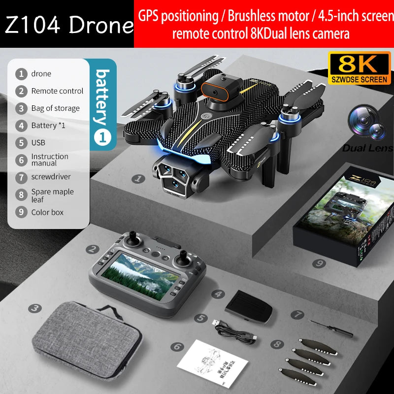For Xiaomi Z104 GPS positioning Drone 8K HD Aerial Photography Dual Camera Brushless Quadrotor Obstacle Avoidance Aerial RC UAV