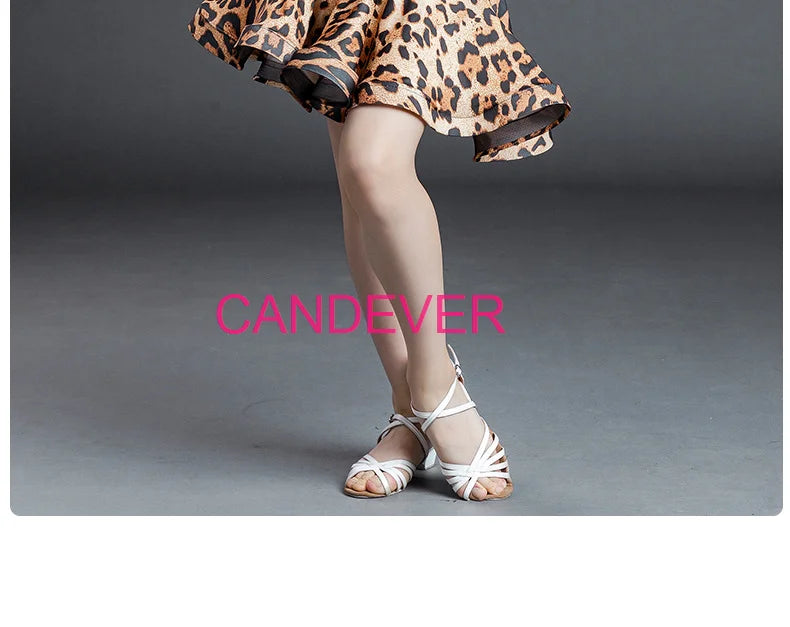 sexy Latin Dance Costume For Girls Ballroom Salsa Tango top Skirts Kids Child lace Leopard Latin Dance Split Dress Leotard Skirt