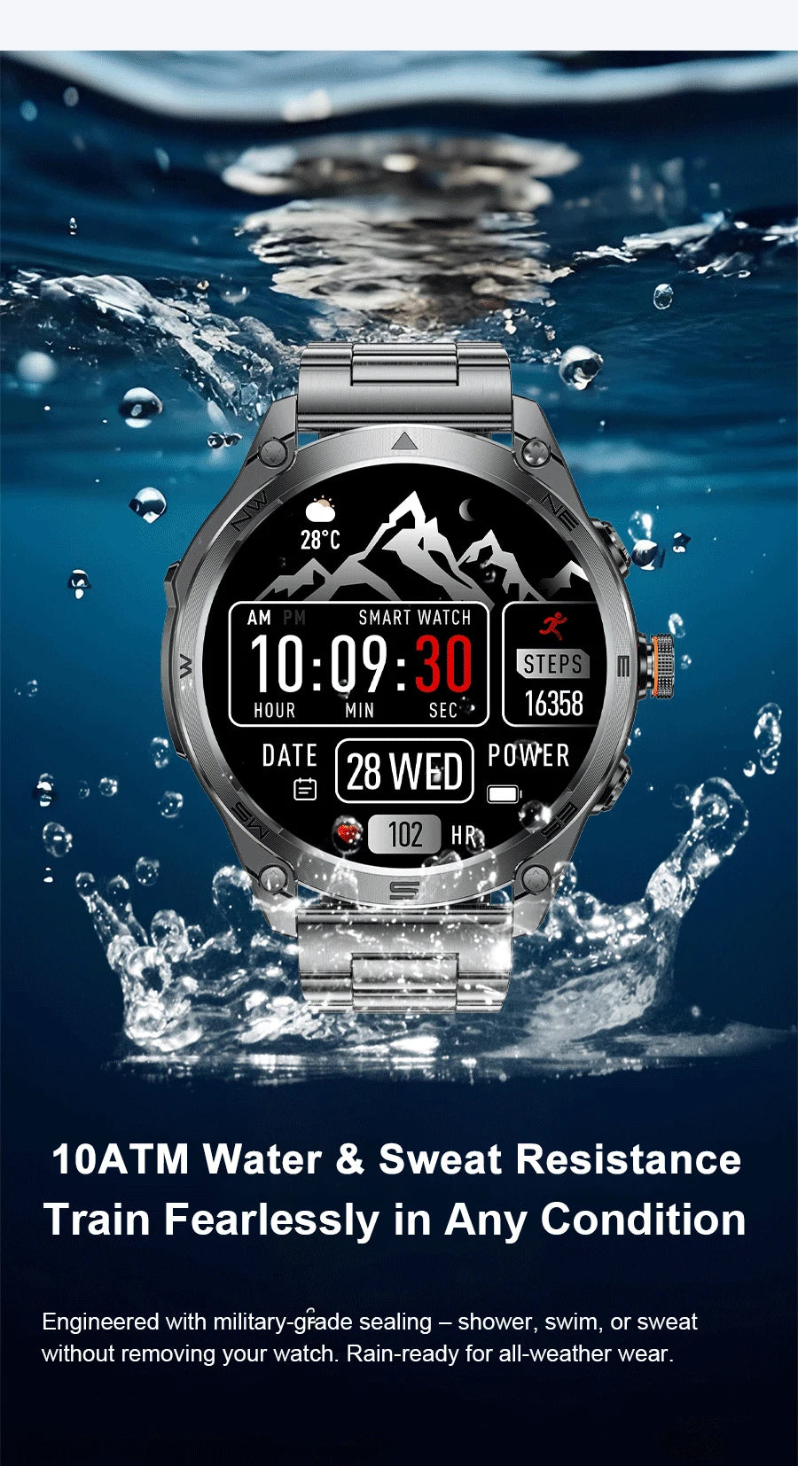 2025 New Military T-Rex 3 Ultra GPS Smart Watch 1000mAh Battery 10ATM Waterproof Compass Flashlight Sports trackr Smartwatch Men