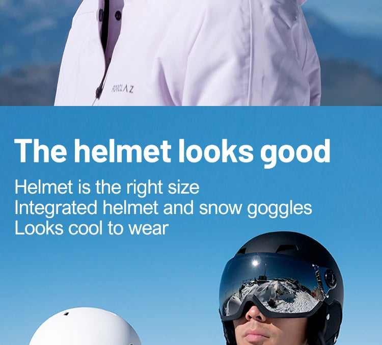 Eastinear Ski Helmet Ski Goggles Helmet Integrated Warm and Anti-collision Outdoor Ski Safety Equipment for Adults and Children