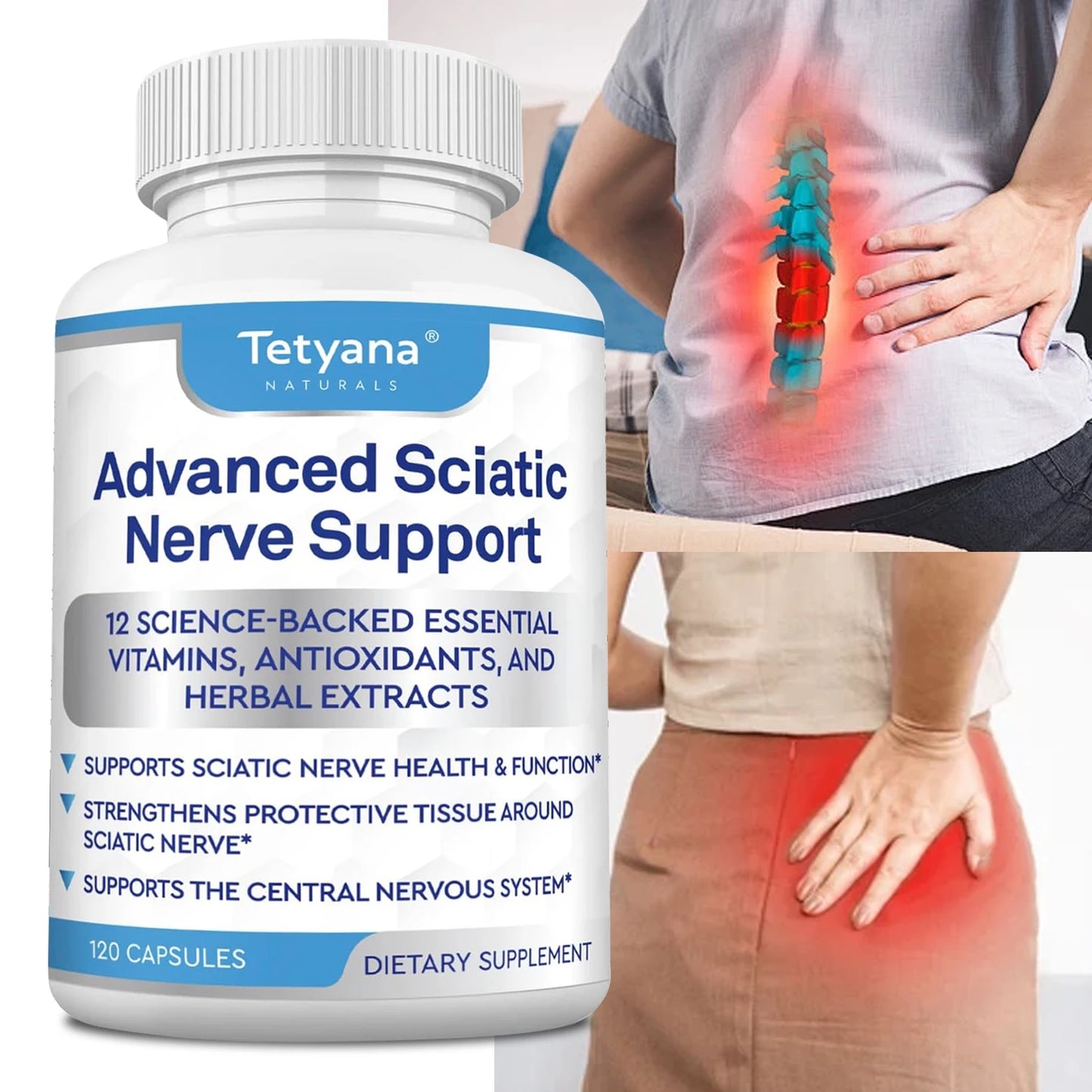 Advanced Sciatic Nerve Support - 12-in-1 Sciatica Supplement To Promote Nerve Health and Overall Well-being, and Improve Sleep