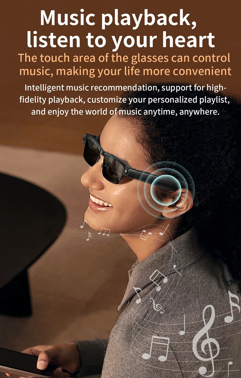 Lenovo HD AI Smart Glasses Photochromic Chat GPT Camera Bluetooth Call Voice Assistant Music Player Translation Semi-Rimless