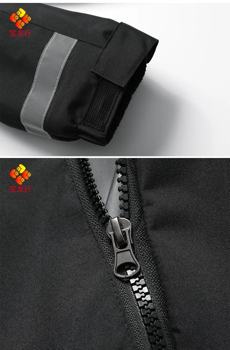 Waterproof Abrasion Resistant Windbreaker, Light Reflective Hooded Jacket for Outdoor Work